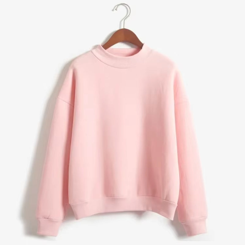 Woman Sweatshirts 2025 Sweet Korean O-Neck Knitted Pullovers Thick Autumn Winter Candy Color Loose Hoodies Solid Womens Clothing