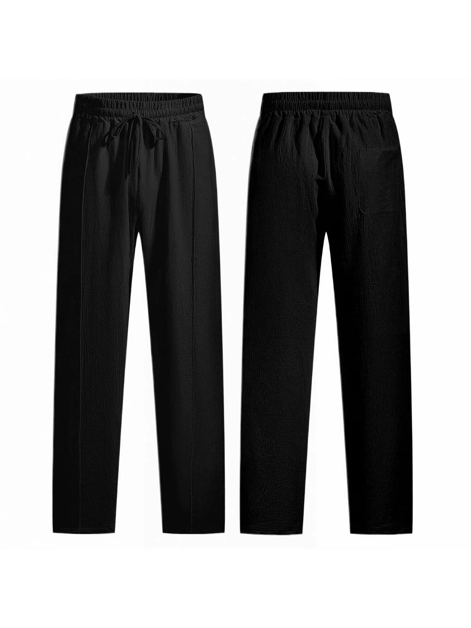 Men S Casual Elastic Waist Drawstring Loose Fit Pants with Pockets Comfortable Trousers for Everyday Wear
