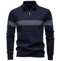 Mens Casual Half-collar Zip-up Sweater Top