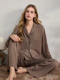 Casual Cardigan Long-sleeve Top And Loose-fitting Pants Pajama Set