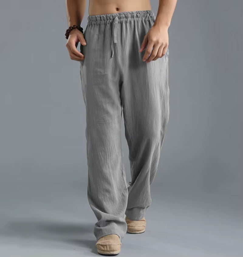 Mens Summer Casual Cotton Linen Loose Drawstring Yoga Pants Trousers Men Clothing Pantalones De Hombre Mens Pants