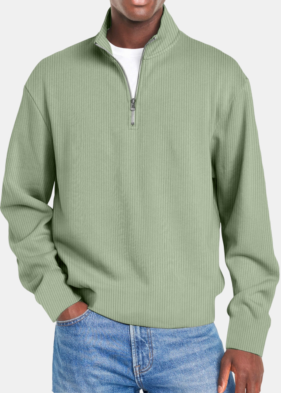 Mens Casual Sporty Fashionable Slim-Fit Sweater With Long Sleeves And A Zipper