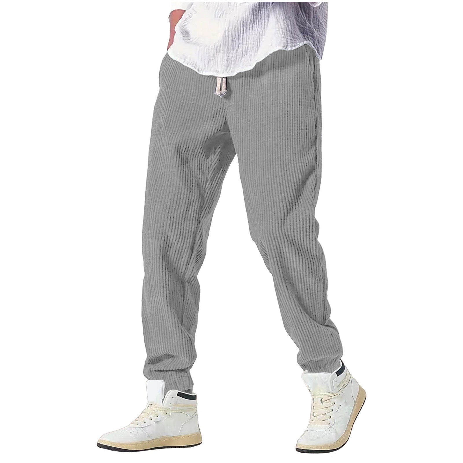 Mens Thickened Waffle-Weave Sporty Casual Pants For Fall Winter