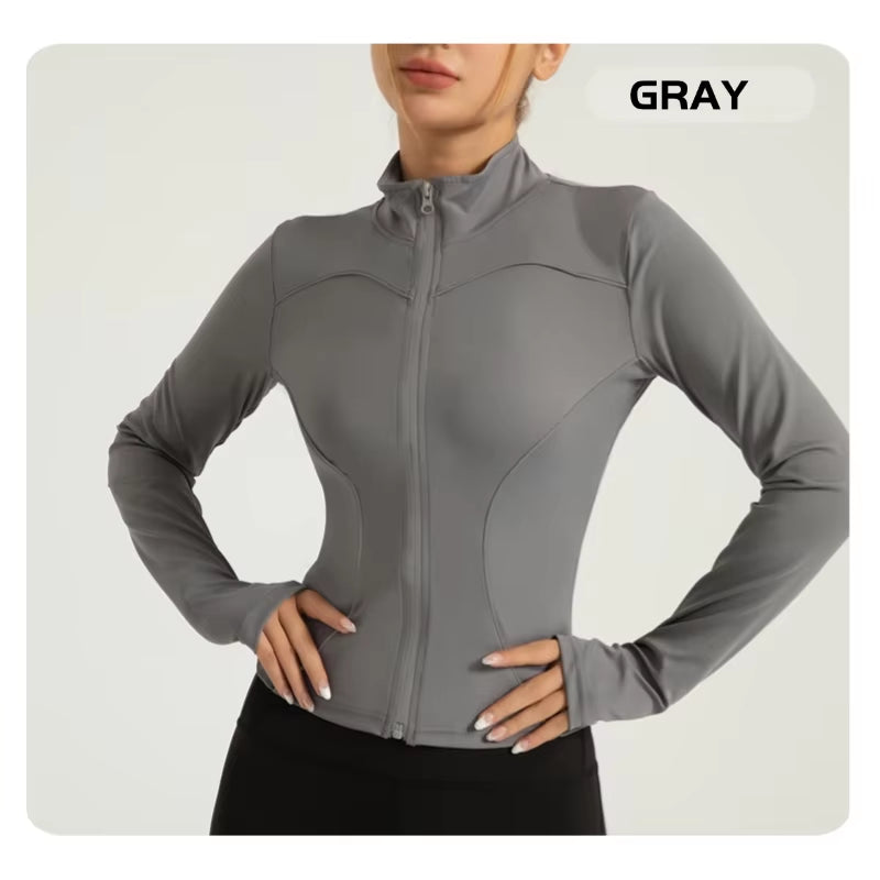 Workout Tops for Women Stand-Up Collar Slimming Night Run Reflective Sports Jacket Yoga Womens Clothing 2025 New Gym Top