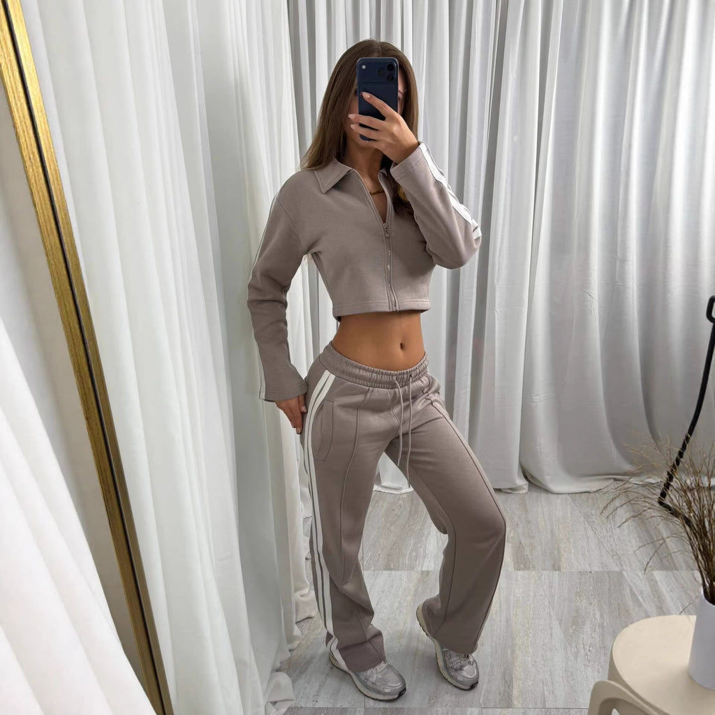 Sportswear Set Sweatpants And A Lapel Blouse