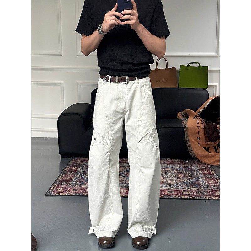 American-style Cutliff Pants Loose-fitting Wide-leg Casual Trousers