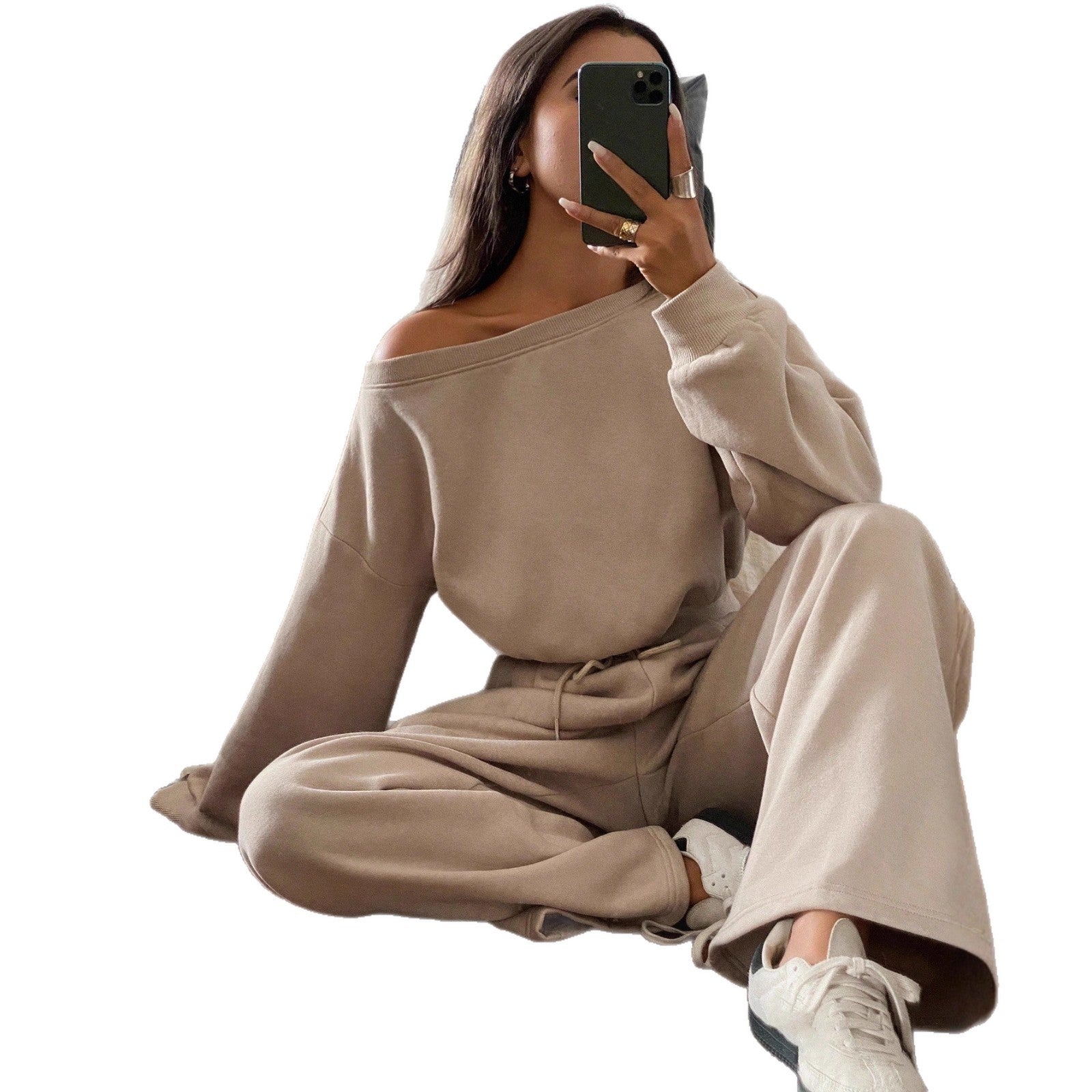 Relaxed Age-reducing, And Chic Sweatshirt Casual Sportswear Set