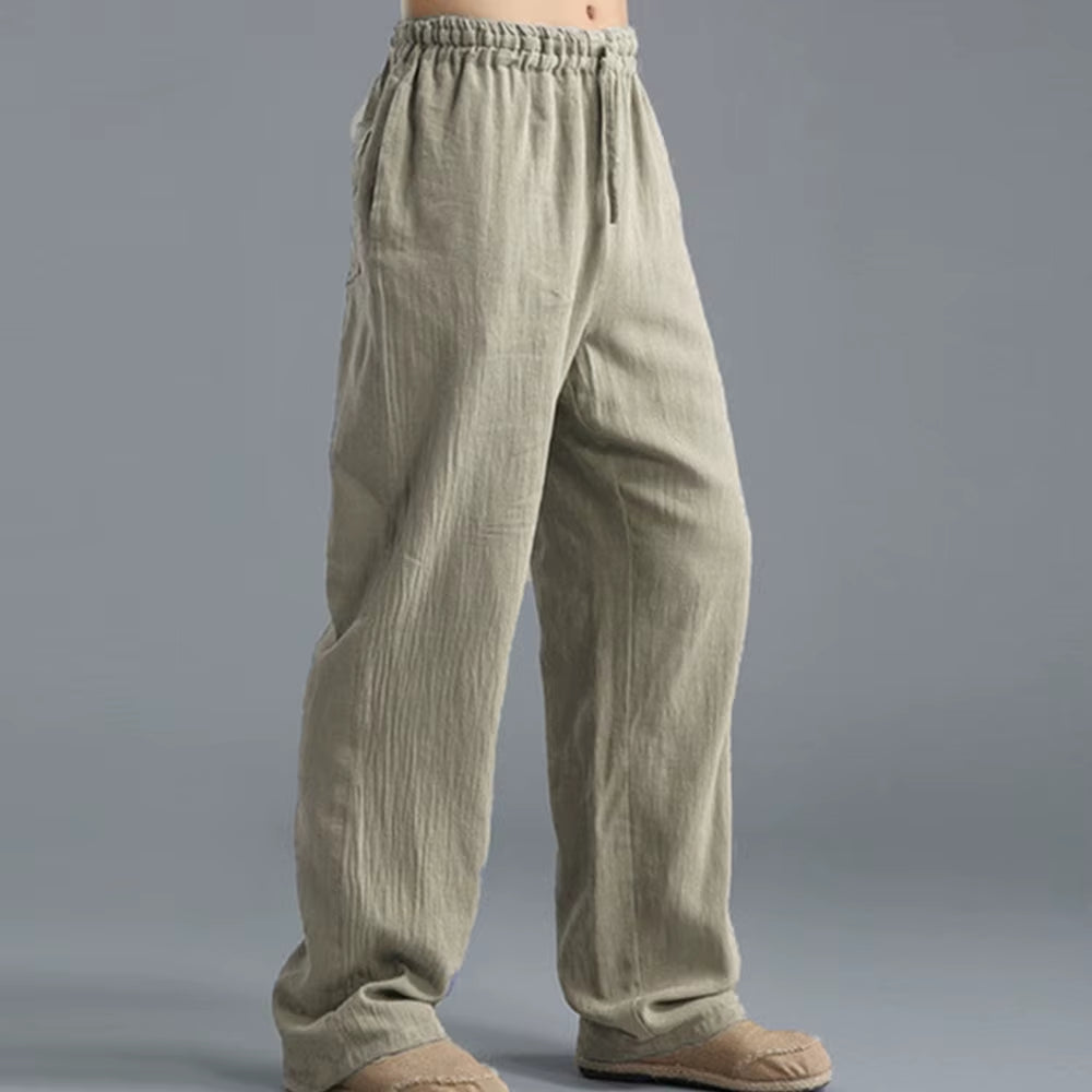 Mens Summer Casual Cotton Linen Loose Drawstring Yoga Pants Trousers Men Clothing Pantalones De Hombre Mens Pants