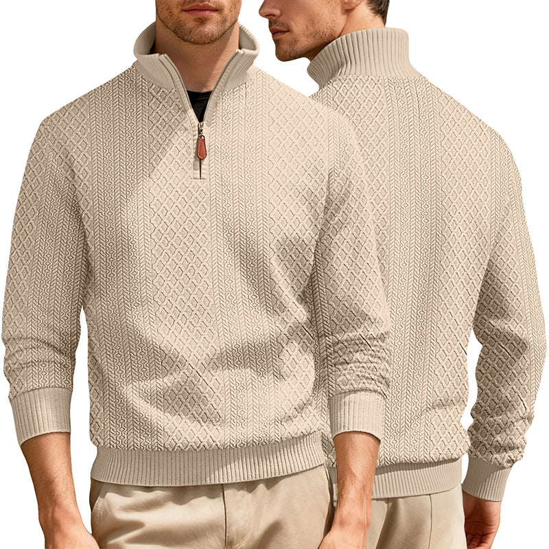 Mens Casual Stand-up Collar Zip-up Long-sleeve Sport Top
