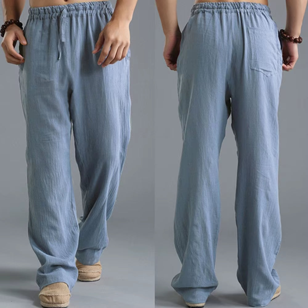 Mens Summer Casual Cotton Linen Loose Drawstring Yoga Pants Trousers Men Clothing Pantalones De Hombre Mens Pants