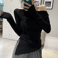 off Shoulder Tshirt Woman Backless Sexy T Shirt Women T-Shirt Long Sleeve Korean Style Slim Elasticity Womens Clothing