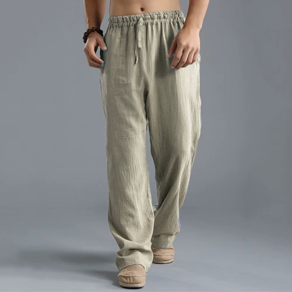 Mens Summer Casual Cotton Linen Loose Drawstring Yoga Pants Trousers Men Clothing Pantalones De Hombre Mens Pants