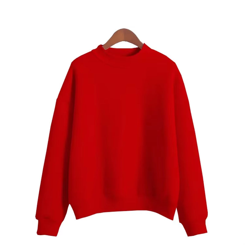 Woman Sweatshirts 2025 Sweet Korean O-Neck Knitted Pullovers Thick Autumn Winter Candy Color Loose Hoodies Solid Womens Clothing
