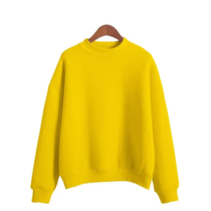Woman Sweatshirts 2025 Sweet Korean O-Neck Knitted Pullovers Thick Autumn Winter Candy Color Loose Hoodies Solid Womens Clothing