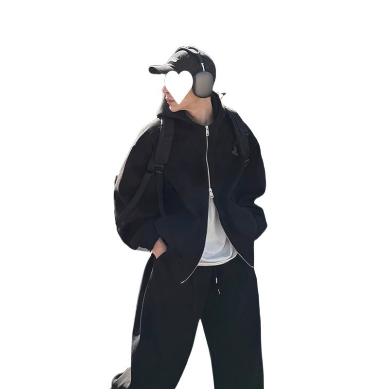 Autumn Double-Zipper Lazy-Style Hoodie Set