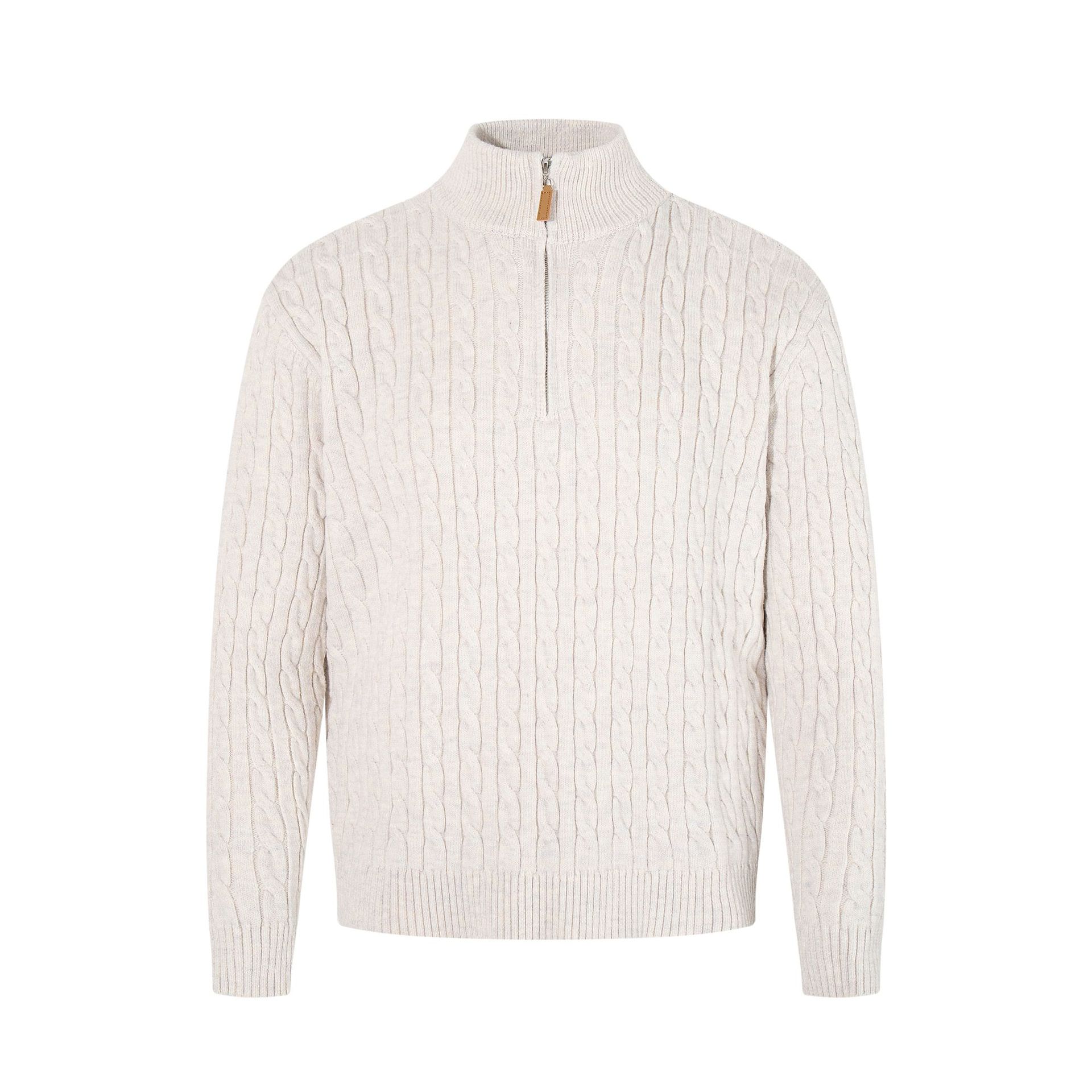 Retro Cable-Knit Half-Zip Sweater Casual Knitted Top