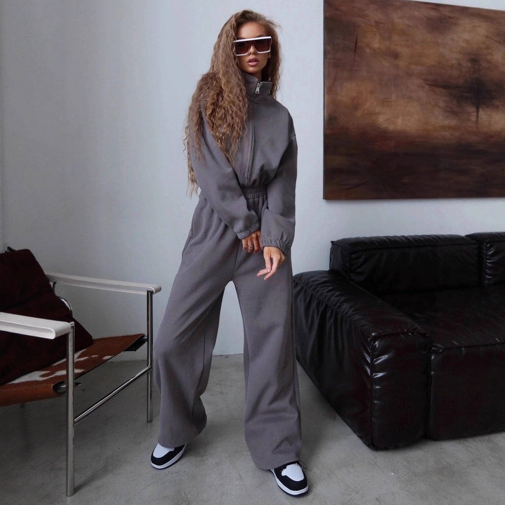 Zip-front Collared Jumpsuit