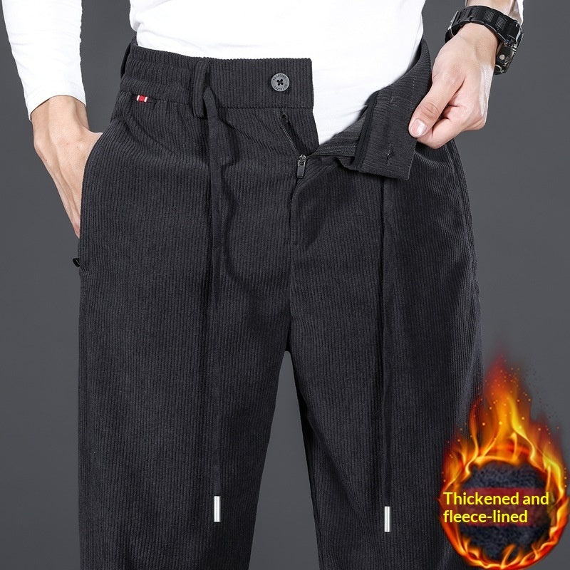 Corduroy Casual Pants With An Elastic Waist