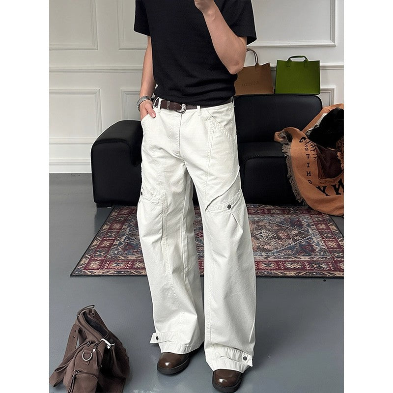 American-style Cutliff Pants Loose-fitting Wide-leg Casual Trousers