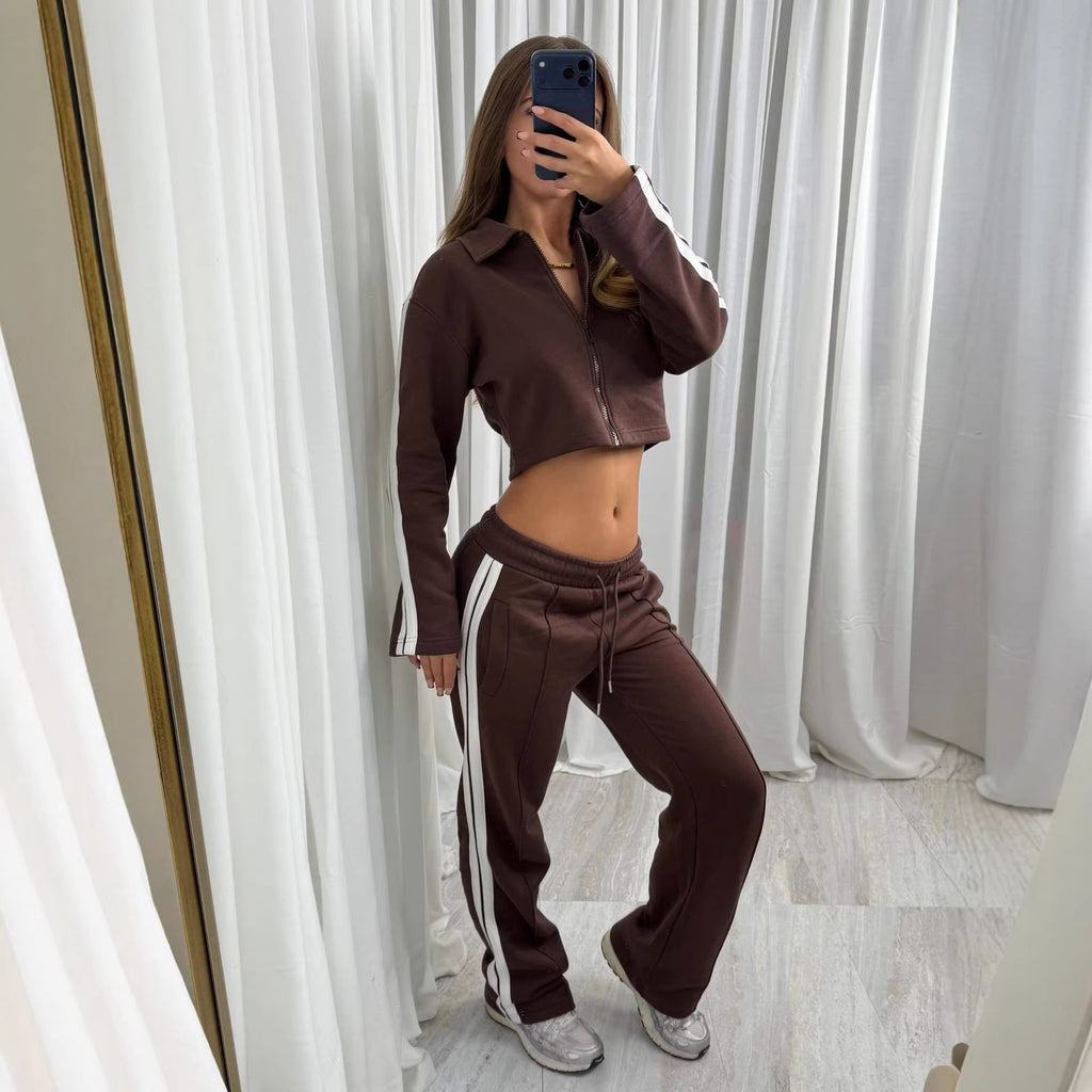 Sportswear Set Sweatpants And A Lapel Blouse