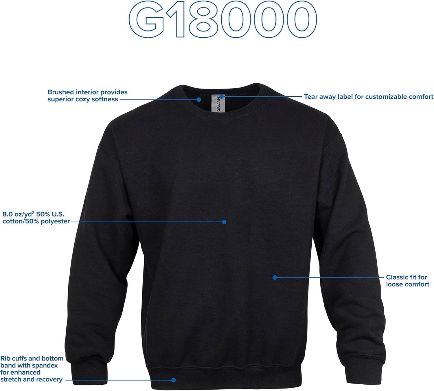 Unisex-Adult Fleece Crewneck Sweatshirt, Style G18000, Multipack