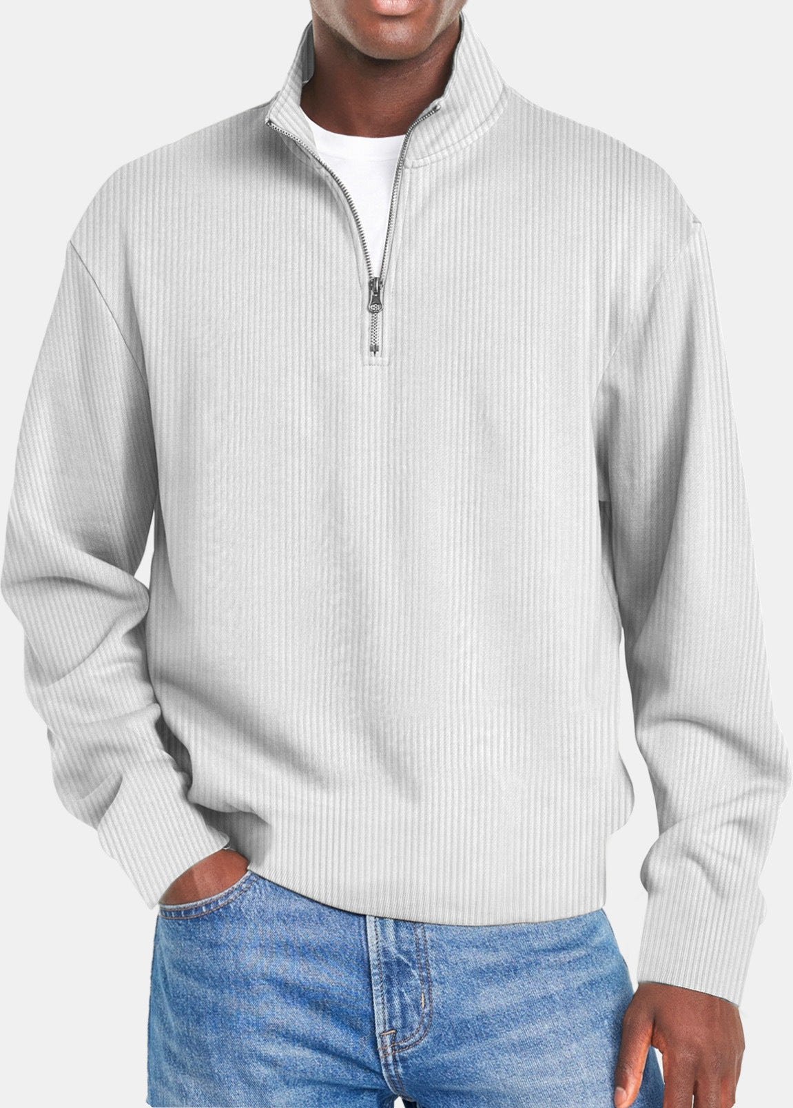 Mens Casual Sporty Fashionable Slim-Fit Sweater With Long Sleeves And A Zipper