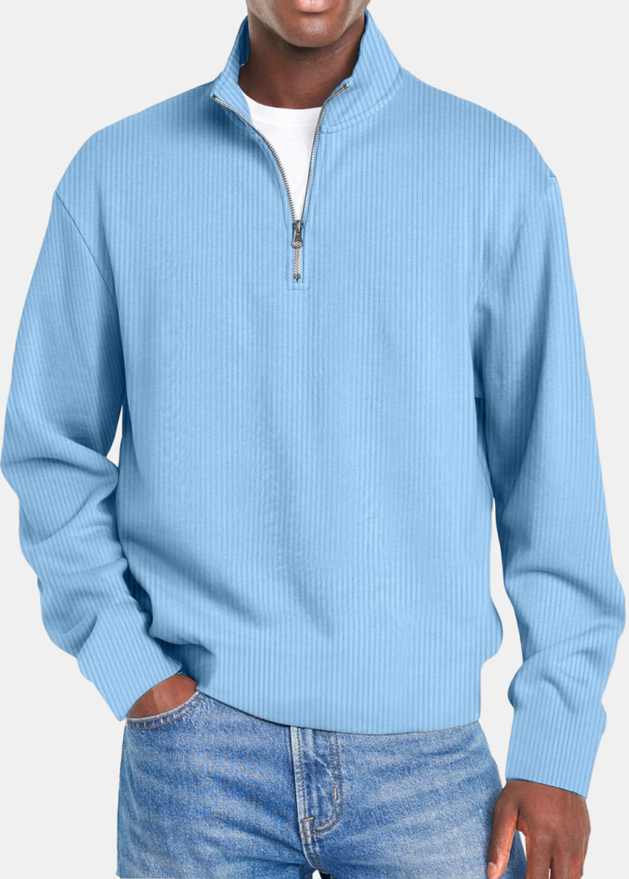 Mens Casual Sporty Fashionable Slim-Fit Sweater With Long Sleeves And A Zipper