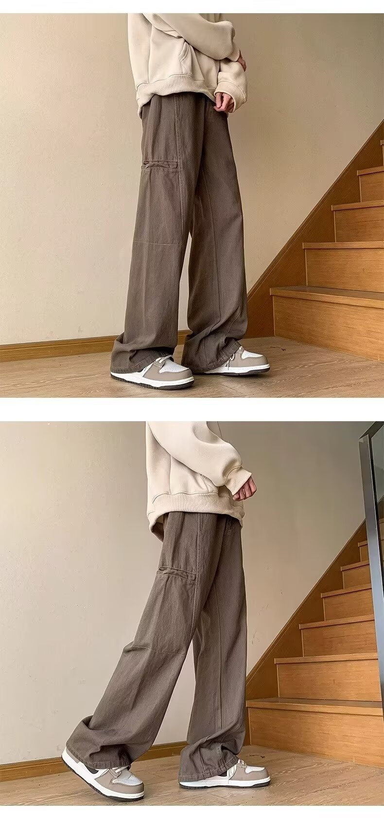 Retro High-street Dark Blue Workwear Denim Jeans