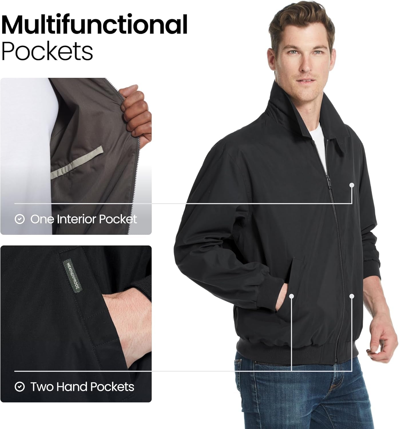 Men'S Golf Jacket - Lightweight Windbreaker, Water-Resistant Microfiber Shell, Perfect for Golf & Casual Wear