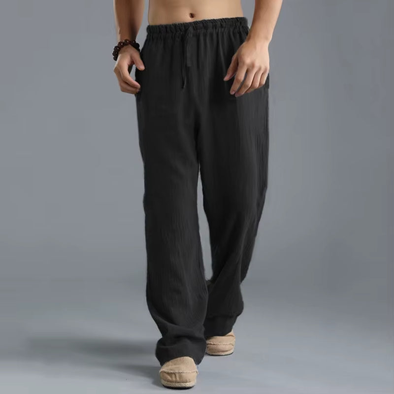 Mens Summer Casual Cotton Linen Loose Drawstring Yoga Pants Trousers Men Clothing Pantalones De Hombre Mens Pants
