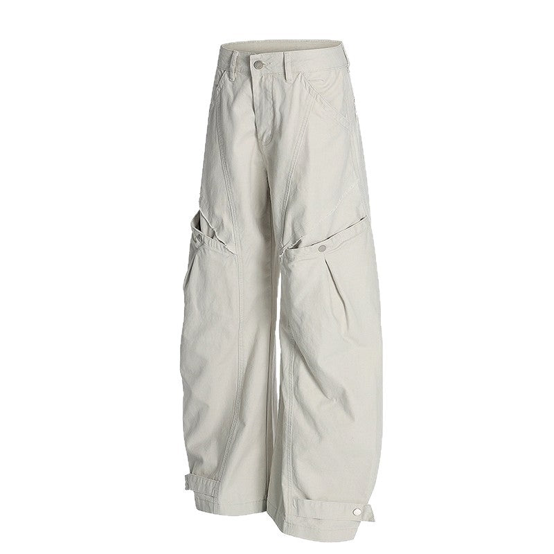 American-style Cutliff Pants Loose-fitting Wide-leg Casual Trousers