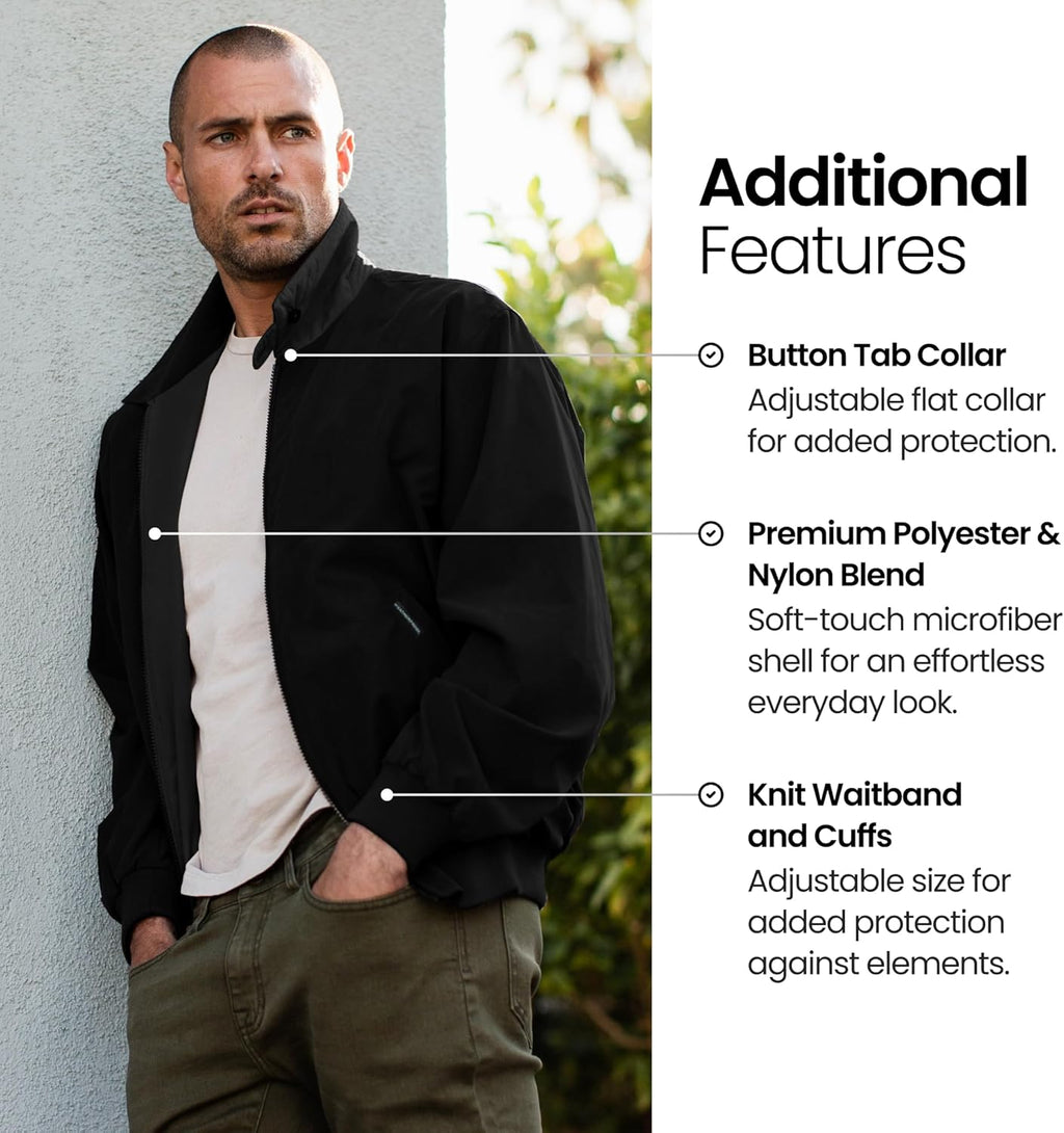 Men'S Golf Jacket - Lightweight Windbreaker, Water-Resistant Microfiber Shell, Perfect for Golf & Casual Wear