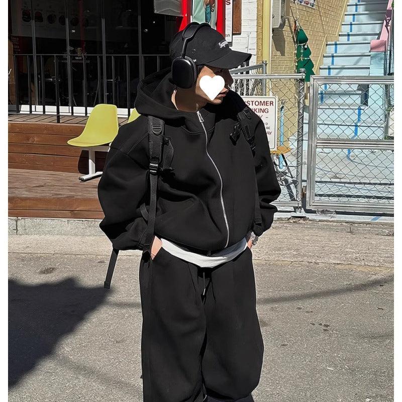 Autumn Double-Zipper Lazy-Style Hoodie Set